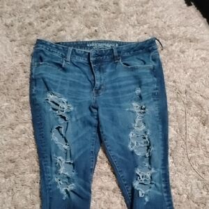 American Eagle Outfitters Women's Ripped Blue Skinny Jeans